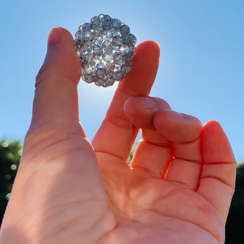 シルバーフラッシュ水晶(クラック入り) 4mm 神聖幾何学フラーレン