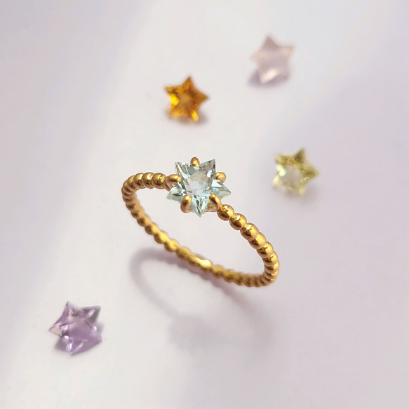 【数量限定】スターカット天然石のプチプチシュガーリング 1枚目の画像