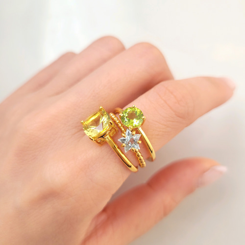 数量限定】スターカット天然石のプチプチシュガーリング 指輪・リング