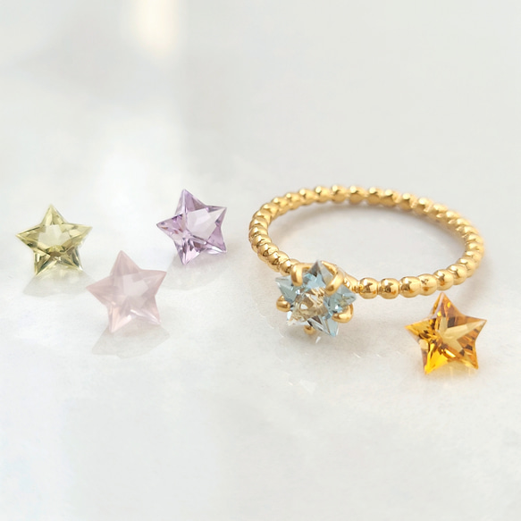 【数量限定】スターカット天然石のプチプチシュガーリング 2枚目の画像