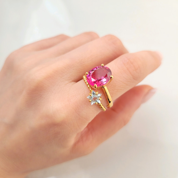 【数量限定】スターカット天然石のプチプチシュガーリング 8枚目の画像