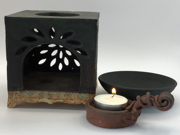 黒マット地の茶香炉 2枚目の画像