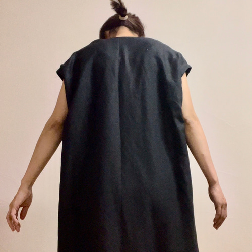 【美品】eka　刺繍前開リネンワンピース　インド製 美品】eka 刺繍前開リネンワンピース インド製
