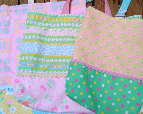 送料無料 2入園入学準備ピンクス手提げ レッスンバック 上履き入れ