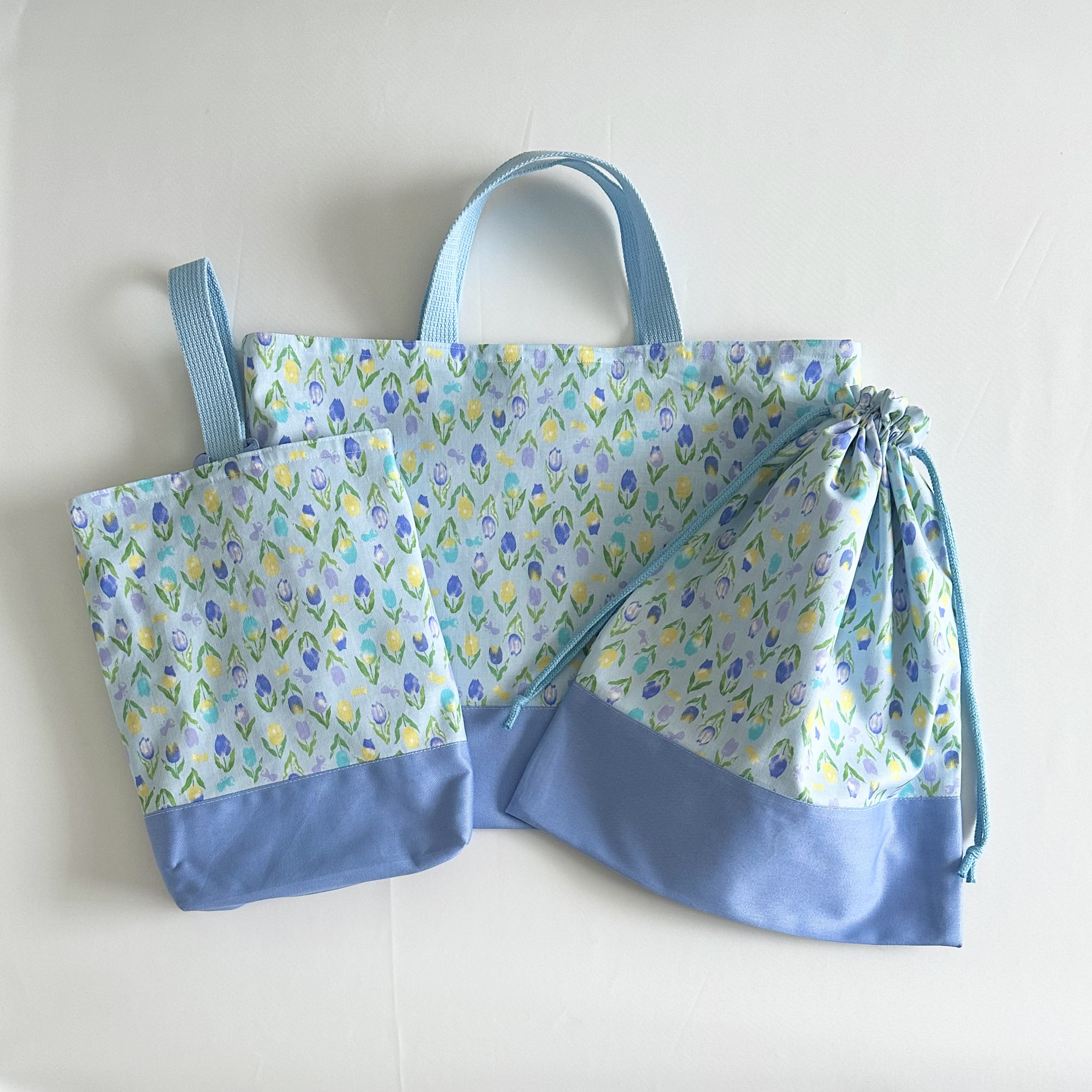 ブルーチューリップ 3点セット レッスンバッグ上履き袋 巾着袋 入園・入学グッズ 【送料無料】2024年新作 水色