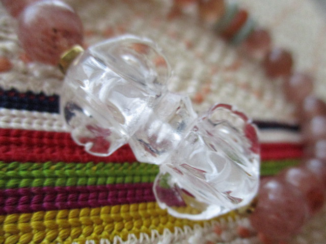 水晶：金剛杵/バジュラの彫り珠とミャンマー翡翠、モスコバイトのブレスレット