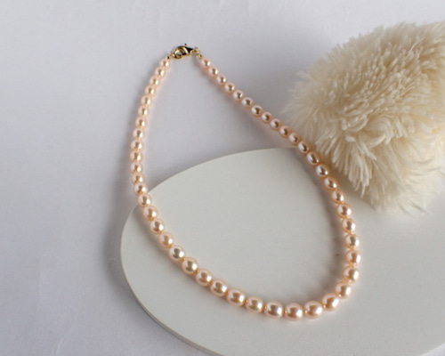 シンプル 淡水パールネックレス(ピンク系） ネックレス・ペンダント