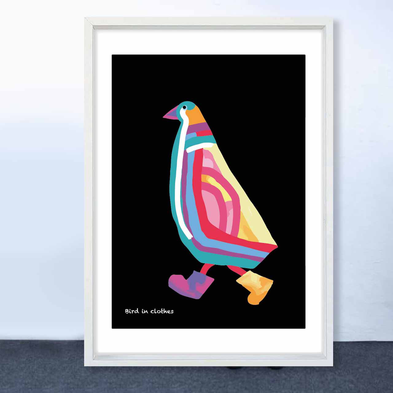 服を着た鳥　お気に入り8000件突破　イラスト　ポスター　A4〜A1　アート  アートポスター　3129