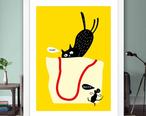 ここだよ〜 猫 お気に入り8000件突破 イラスト ポスター A4 A3 A2 A1