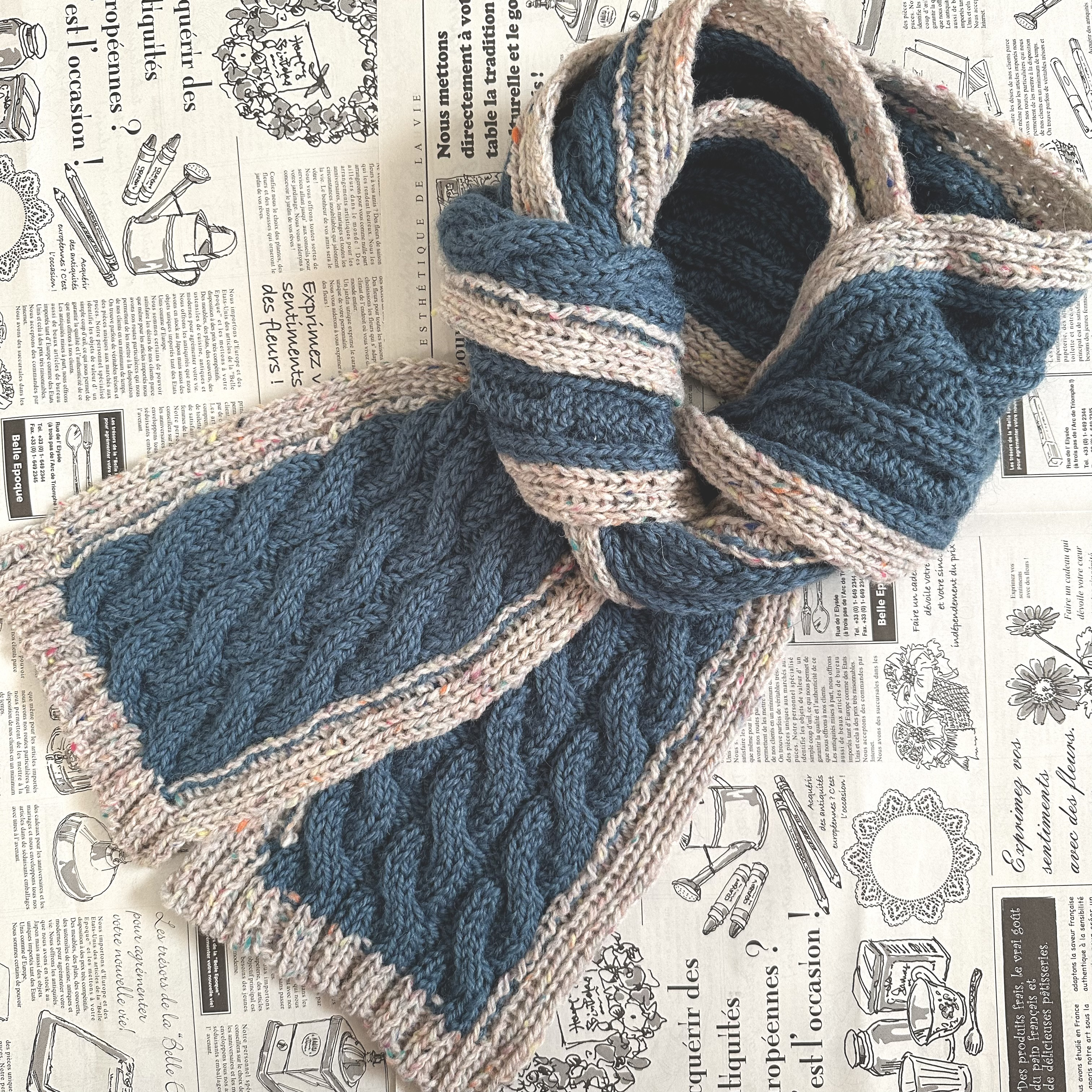 アラン模様のロングマフラー☆