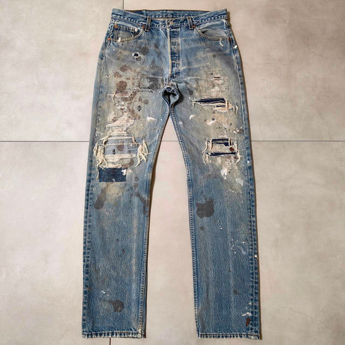 usa製 ビンテージ リーバイス 501　グランジデニム ダメージ パッチワーク リーバイス 501 グランジデニム usa製 パッチワーク ビンテージ