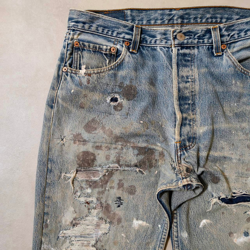 W36表記 リペアカスタム usa製 リーバイス 501 リメイクデニム