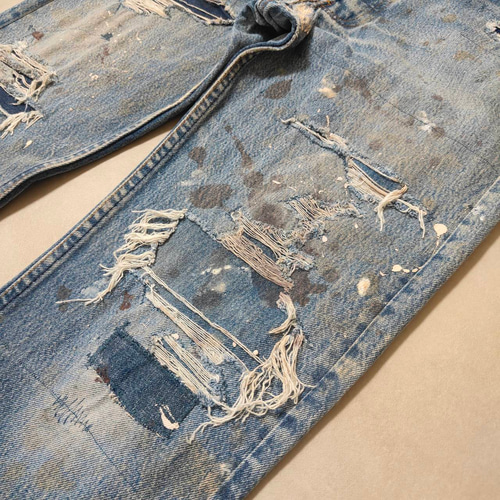 リーバイス 00s 501 グランジデニム ジーンズ ダメージ 【W34】 LEVI'S リーバイス 501 ダメージ加工 ペイント デニム W34