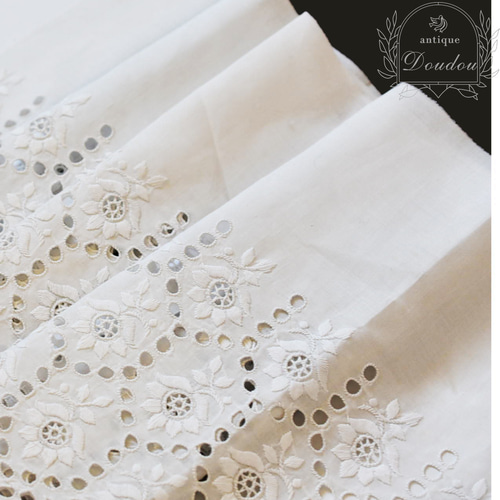 アンティーク 手刺繍カットワークレース ホワイトワーク【in0350