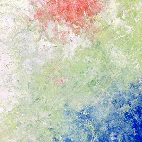 原画 油絵 ナチュラルブレス 草原と水と花のアート 抽象画 F0号