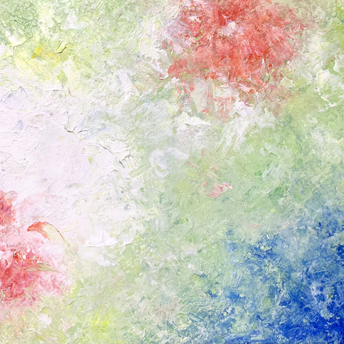 原画 油絵 ナチュラルブレス 草原と水と花のアート 抽象画 F0号