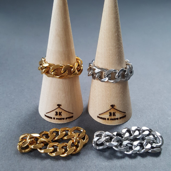 1pcs]12号-13号 オール ステンレス 喜平 リング 5mm幅 サージカル