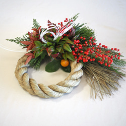 迎春 金柑入り 南天の実 お多福南天 お正月飾り しめ縄・しめ飾り