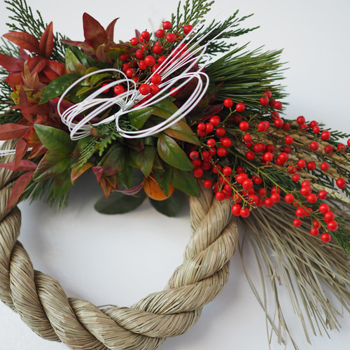 迎春 金柑入り 南天の実 お多福南天 お正月飾り しめ縄・しめ飾り