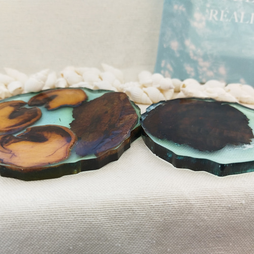 レジン×ウッドマルチコースター 流木 ハンドメイド 木工