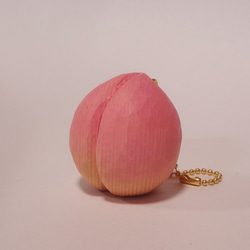 受注制作 木彫アート 「 もも 」 桃 ストラップ モモ その他