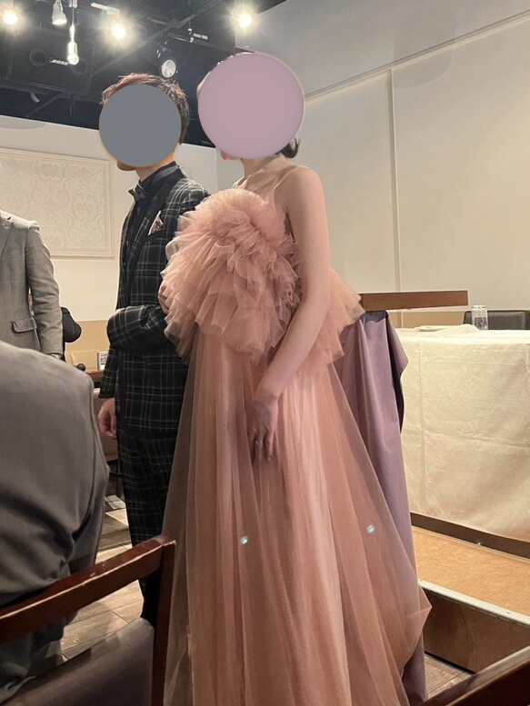 実例写真！パーティードレス キャミソール ツーピース ピンク デザイン感 前撮り 妊婦 2次会