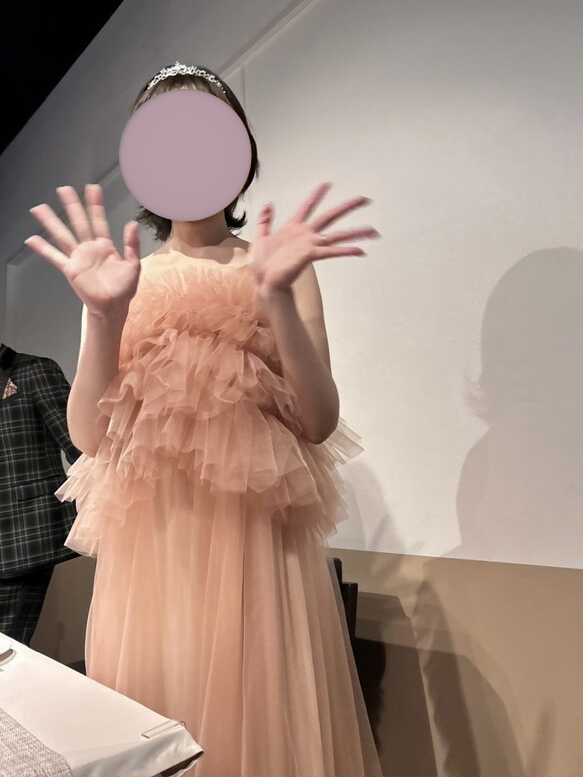 実例写真！パーティードレス キャミソール ツーピース ピンク デザイン感 前撮り 妊婦 2次会