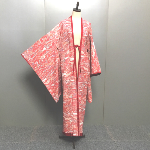 和装＊着物 正絹 小紋 小紋 着物 正絹 グレー パープル 楽器 墨流し