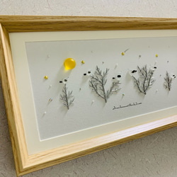 シーグラスアート 猫ちゃんシルエット 仲良しワンちゃんと小鳥