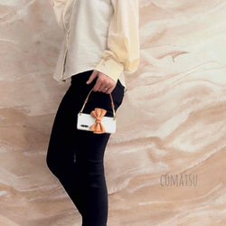 【全機種対応】大ぶりPUレザーりぼん スマホケース グリップソケット+ハンドストラップ付き スマホカバー 10枚目の画像