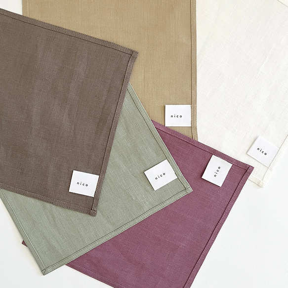 【数量限定】ハンカチ_リネン100%_選べるサイズ［SS］［S］［M］［L］［LL］& 選べるカラー5色 4枚目の画像