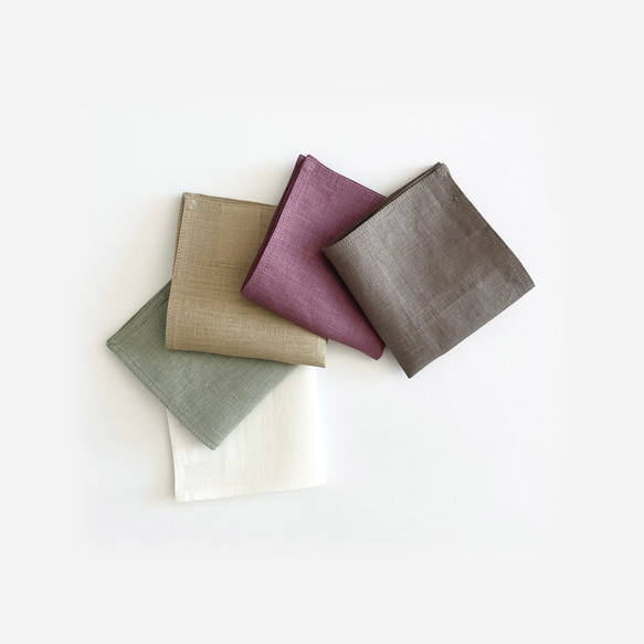 【数量限定】ハンカチ_リネン100%_選べるサイズ［SS］［S］［M］［L］［LL］& 選べるカラー5色 3枚目の画像