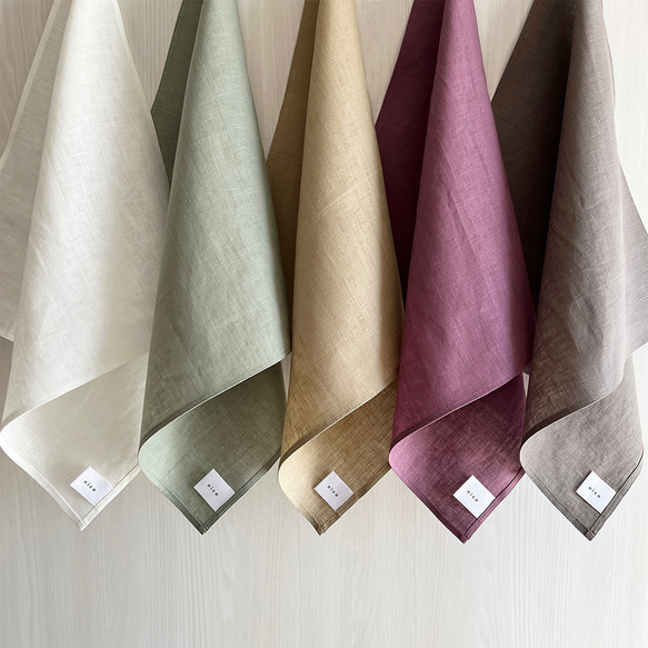【数量限定】ハンカチ_リネン100%_選べるサイズ［SS］［S］［M］［L］［LL］& 選べるカラー5色 1枚目の画像
