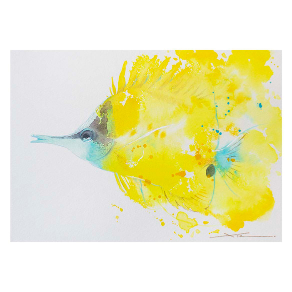 原画『 shaping Hawk 』アクリル水彩 絵画 アート イラスト テクスチャーアート アクリル画 金魚 開運 インテリアパネル 原画