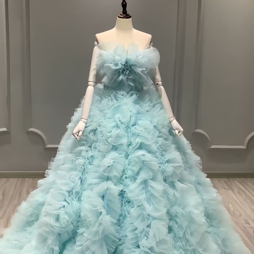 チューブトップ フレア ドレス 結婚式 花嫁 おしゃれ かわいい aru730292_1.jpg