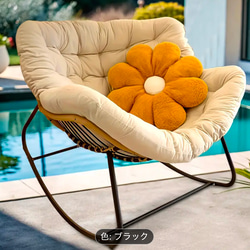 極美品！高級ラタン製 花柄クッション ロッキングチェア 極美品！高級ラタン製 花柄クッション ロッキングチェア