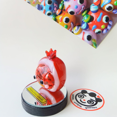 硝子製 モダンオブジェ 近代アート ガラスのザクロ 立体・オブジェ tomoe.unique.glass 通販