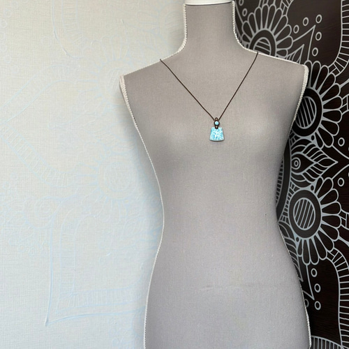 海衣』高品質ラリマーのマクラメペンダントネックレス ネックレス  