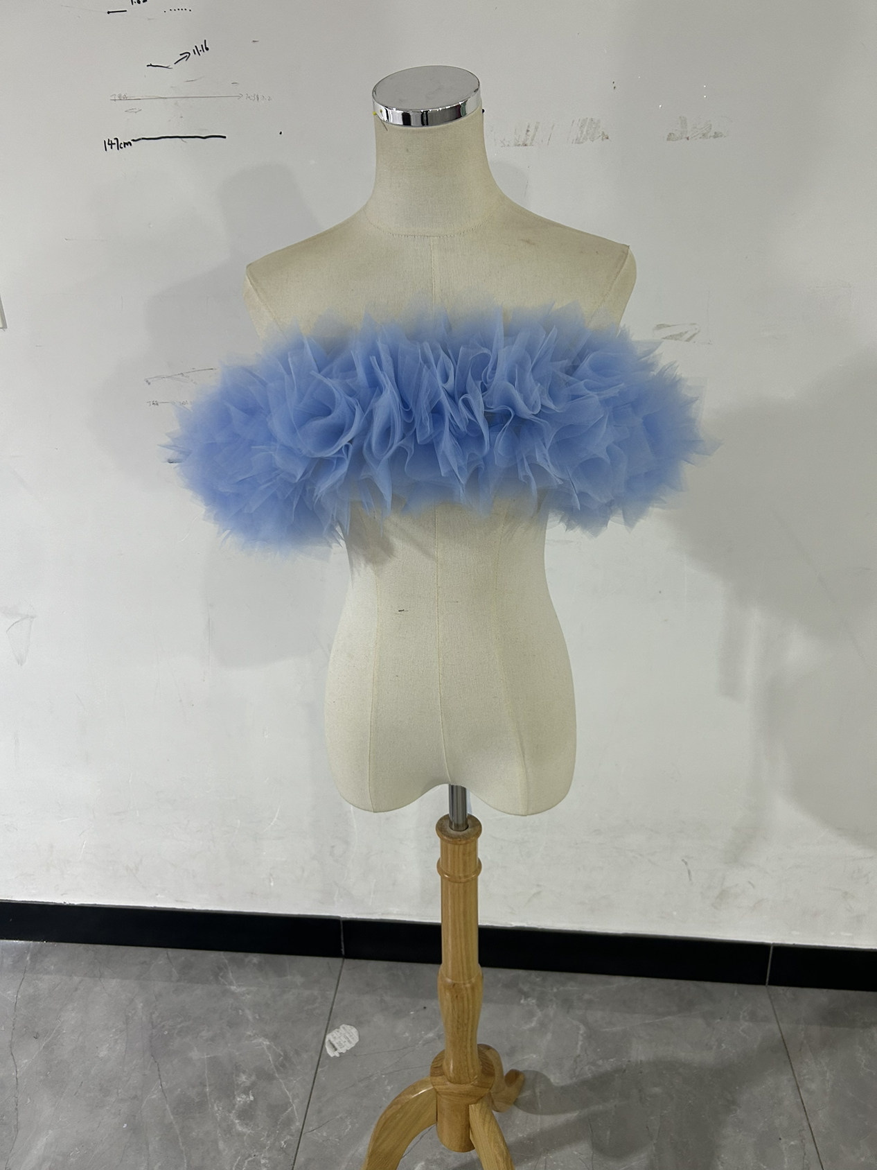 爽やかで優しいブルー 取り外しオフショルダー 可愛い 編み上げ 前撮り