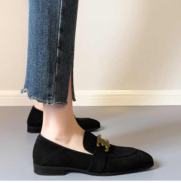 ローファー スエード 本革 レディース 歩きやすい 疲れない 履きやすい ローカット シンプル おしゃれ 可愛い ネイビ 9枚目の画像