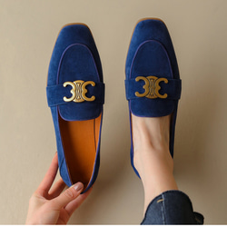 ローファー スエード 本革 レディース 歩きやすい 疲れない 履きやすい ローカット シンプル おしゃれ 可愛い ネイビ 3枚目の画像