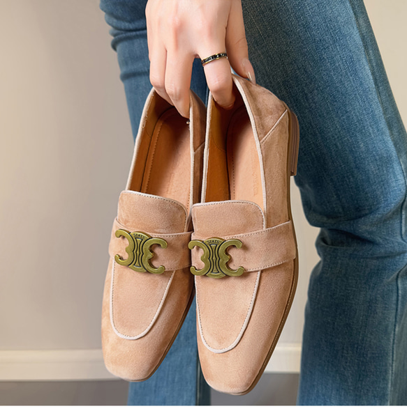 ローファー スエード 本革 レディース 歩きやすい 疲れない 履きやすい ローカット シンプル おしゃれ 可愛い ネイビ 4枚目の画像