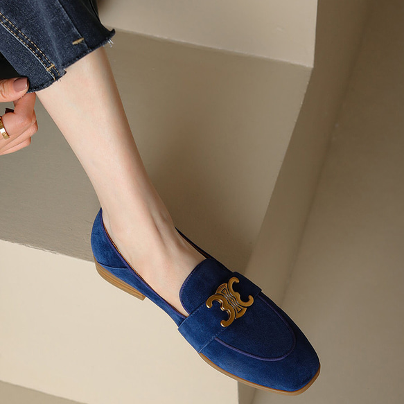 ローファー スエード 本革 レディース 歩きやすい 疲れない 履きやすい ローカット シンプル おしゃれ 可愛い ネイビ 12枚目の画像