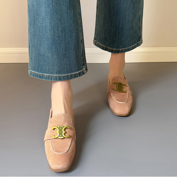 ローファー スエード 本革 レディース 歩きやすい 疲れない 履きやすい ローカット シンプル おしゃれ 可愛い ネイビ 5枚目の画像