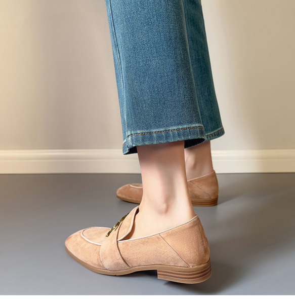 ローファー スエード 本革 レディース 歩きやすい 疲れない 履きやすい ローカット シンプル おしゃれ 可愛い ネイビ 6枚目の画像