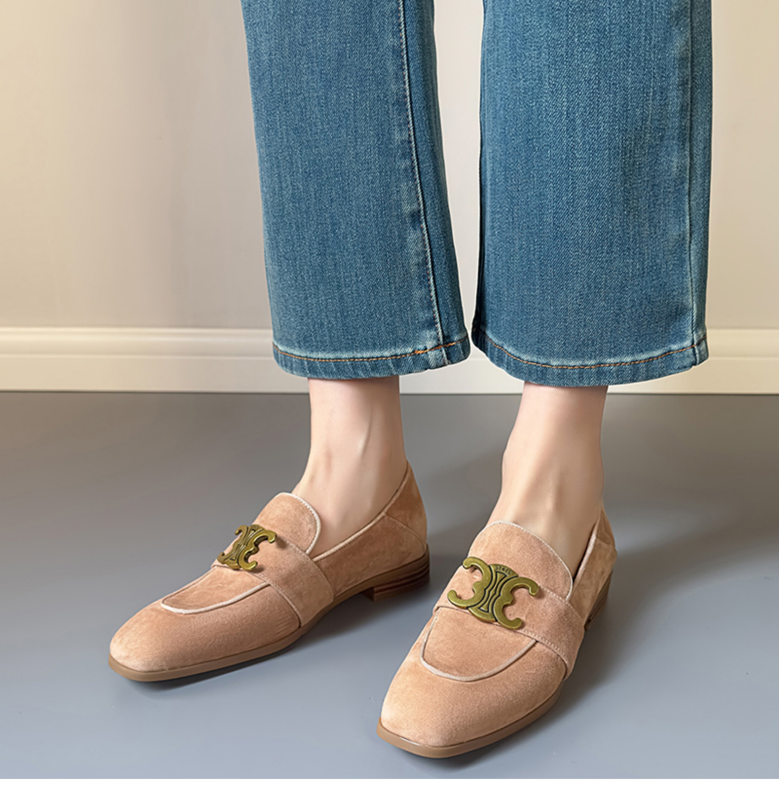 ローファー スエード 本革 レディース 歩きやすい 疲れない 履きやすい ローカット シンプル おしゃれ 可愛い ネイビ