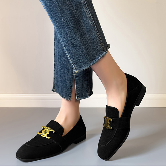 ローファー スエード 本革 レディース 歩きやすい 疲れない 履きやすい ローカット シンプル おしゃれ 可愛い ネイビ 8枚目の画像