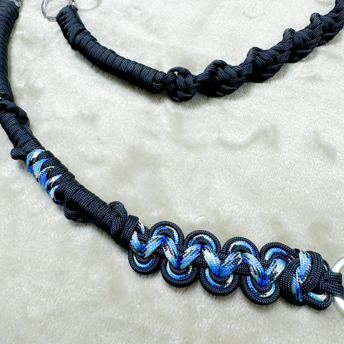 パラコードスマホストラップ✳︎太め・115cm✳︎黒+青 ネック