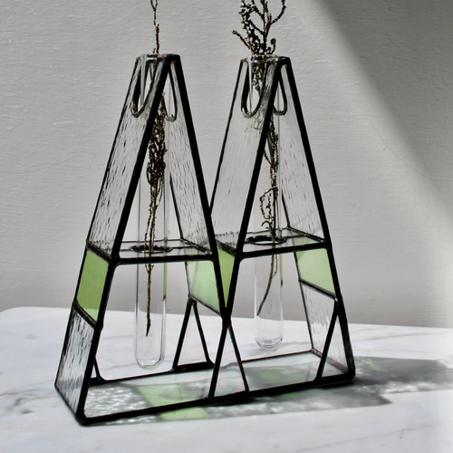 M】二輪挿しステンドグラス 新作2025 一輪挿し・花瓶・花器 ALMA