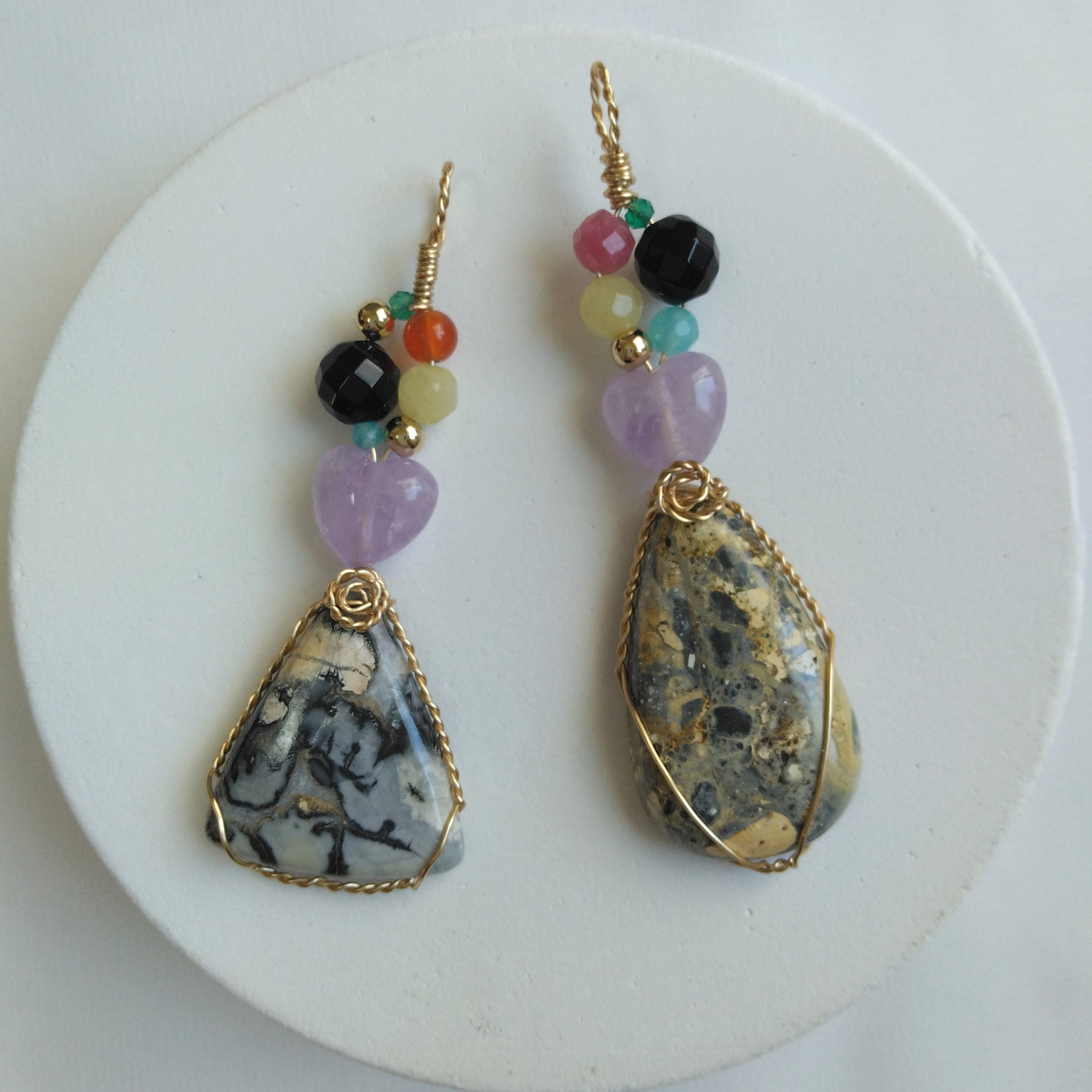 マリガノジャスパー　天然石　ワイヤーペンダント　No.P72